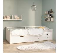 Berkfield 3-Seater Day Bed With Drawers White Solid Pinewood 90X200 Cm