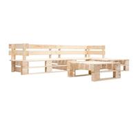 Berkfield 4 Piece Garden Pallet Lounge Set Natural Wood
