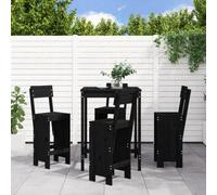 Berkfield 5 Piece Garden Bar Set Black Solid Wood Pine