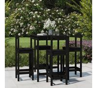 Berkfield 5 Piece Garden Bar Set Black Solid Wood Pine