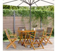 Berkfield 5 Piece Garden Dining Set Grey Polypropylene And Solid Wood