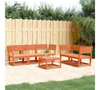 Berkfield 5 Piece Garden Sofa Set Wax Brown Solid Wood Pine