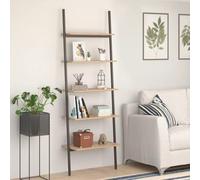 Berkfield 5-Tier Leaning Shelf Light Brown And Black 64X34X185.5 Cm