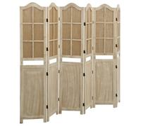 Berkfield 6-Panel Room Divider Brown 214X165 Cm Fabric