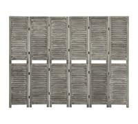 Berkfield 6-Panel Room Divider Grey 214X166 Cm Solid Wood