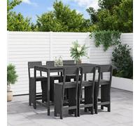 Berkfield 7 Piece Garden Bar Set Grey Solid Wood Pine