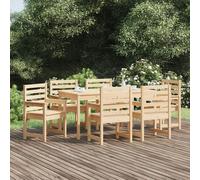 Berkfield 7 Piece Garden Dining Set Solid Wood Pine - Brown - Solid pinewood (untreated)