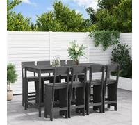 Berkfield 9 Piece Garden Bar Set Grey Solid Wood Pine