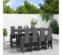 Berkfield 9 Piece Garden Bar Set Grey Solid Wood Pine