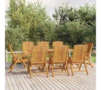 Berkfield 9 Piece Garden Dining Set Solid Wood Teak