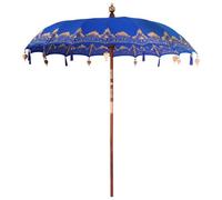 Berkfield Balinese Parasol Blue (210-220) X 250 Cm Cotton And Solid Wood