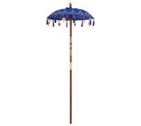 Berkfield Balinese Parasol Blue (90-100) X 250 Cm Cotton And Solid Wood