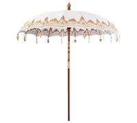 Berkfield Balinese Parasol Cream (210-220) X 250 Cm Cotton And Solid Wood