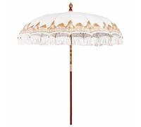 Berkfield Balinese Parasol Cream (210-220) X 250 Cm Cotton And Solid Wood