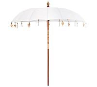 Berkfield Balinese Parasol Cream (210-220) X 260 Cm Cotton And Solid Wood