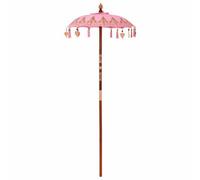 Berkfield Balinese Parasol Pink (90-100) X 250 Cm Cotton And Solid Wood