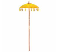 Berkfield Balinese Parasol Yellow (90-100) X 250 Cm Cotton And Solid Wood