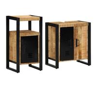 Berkfield Bathroom Furniture Set 2 Pcs Brown Soild Rough Mango Wood