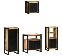 Berkfield Bathroom Furniture Set With Shelf 4 Pcs Brown Solid Mango Wood