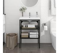 Berkfield Bathroom Washbasin Frame Black 59X38X83 Cm Iron