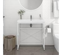 Berkfield Bathroom Washbasin Frame White 79X38X83 Cm Iron