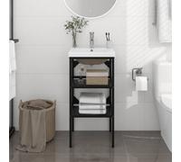 Berkfield Bathroom Washbasin Frame With Built-In Basin Black Iron