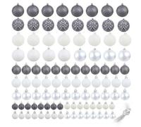Berkfield Beautiful 100 Piece Christmas Ball Set 3/4/6 Cm White/grey