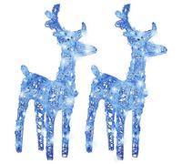Berkfield Beautiful Christmas Reindeers 2 Pcs Blue 80 Leds Acrylic