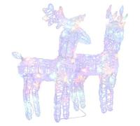 Berkfield Beautiful Christmas Reindeers 2 Pcs Multicolour 80 Leds Acrylic