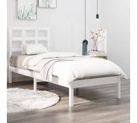 Berkfield Bed Frame White Solid Wood 75X190 Cm 2Ft6 Small Single