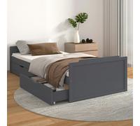 Berkfield Bed Frame with Drawers Dark Grey Solid Wood Pine 90x200 cm