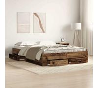 Berkfield Bed Frame With Drawers Old Wood Engineered Wood 160 X 200 Cm