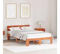 Berkfield Bed Frame With Headboard Wax Brown 135X190 Cm Solid Pine Wood
