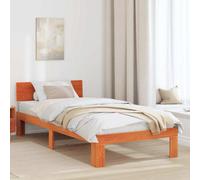 Berkfield Bed Frame With Headboard Wax Brown 90X190 Cm Solid Pine Wood