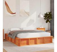 Berkfield Bed Frame With Lift-Up Storage In Wax Brown, 160 X 200 Cm, Solid Pine