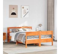Berkfield Bed Frame Without Mattress Wax Brown 135X190 Cm Double Solid Wood Pine