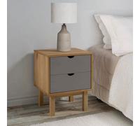 Berkfield Bedside Cabinet Brown And Grey 46X39.5X57 Cm Solid Wood Pine