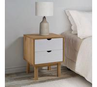 Berkfield Bedside Cabinet Brown And White 46X39.5X57 Cm Solid Wood Pine