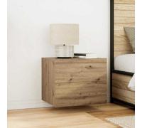 Berkfield Bedside Cabinets With Led Lights Wall-Mounted 2 Pcs Artisan Oak