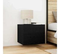 Berkfield Bedside Cabinets With Led Lights Wall-Mounted 2 Pcs Black Oak