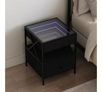 Berkfield Bedside Table With Infinity Led Black 40X40X51 Cm