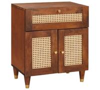 Berkfield Bedside Tables With Drawer Brown Cane And Solid Mango Wood