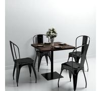 Berkfield Bistro Table Mdf And Steel Square 80X80X75 Cm Dark Ash