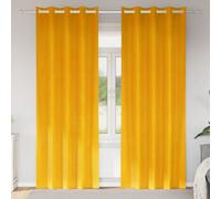 Berkfield Blackout Curtains With Eyelets 2 Pcs Mustard Yellow Velvet