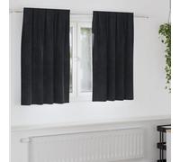 Berkfield Blackout Curtains With Top Tape 2 Pcs Black Velvet