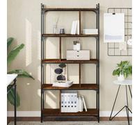 Berkfield Bookcase 5-Tier Brown Oak 76X32X158 Cm Engineered Wood