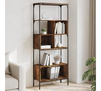 Berkfield Bookcase 5-Tier Smoked Oak 76X33X188.5 Cm Engineered Wood