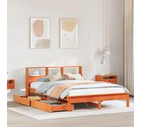 Berkfield Bookcase Bed Without Mattress Wax Brown 120X200 Cm Solid Wood Pine