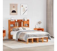 Berkfield Bookcase Bed Without Mattress Wax Brown 135X190 Cm Double Solid Wood Pine