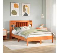 Berkfield Bookcase Bed Without Mattress Wax Brown 135X190 Cm Double Solid Wood Pine